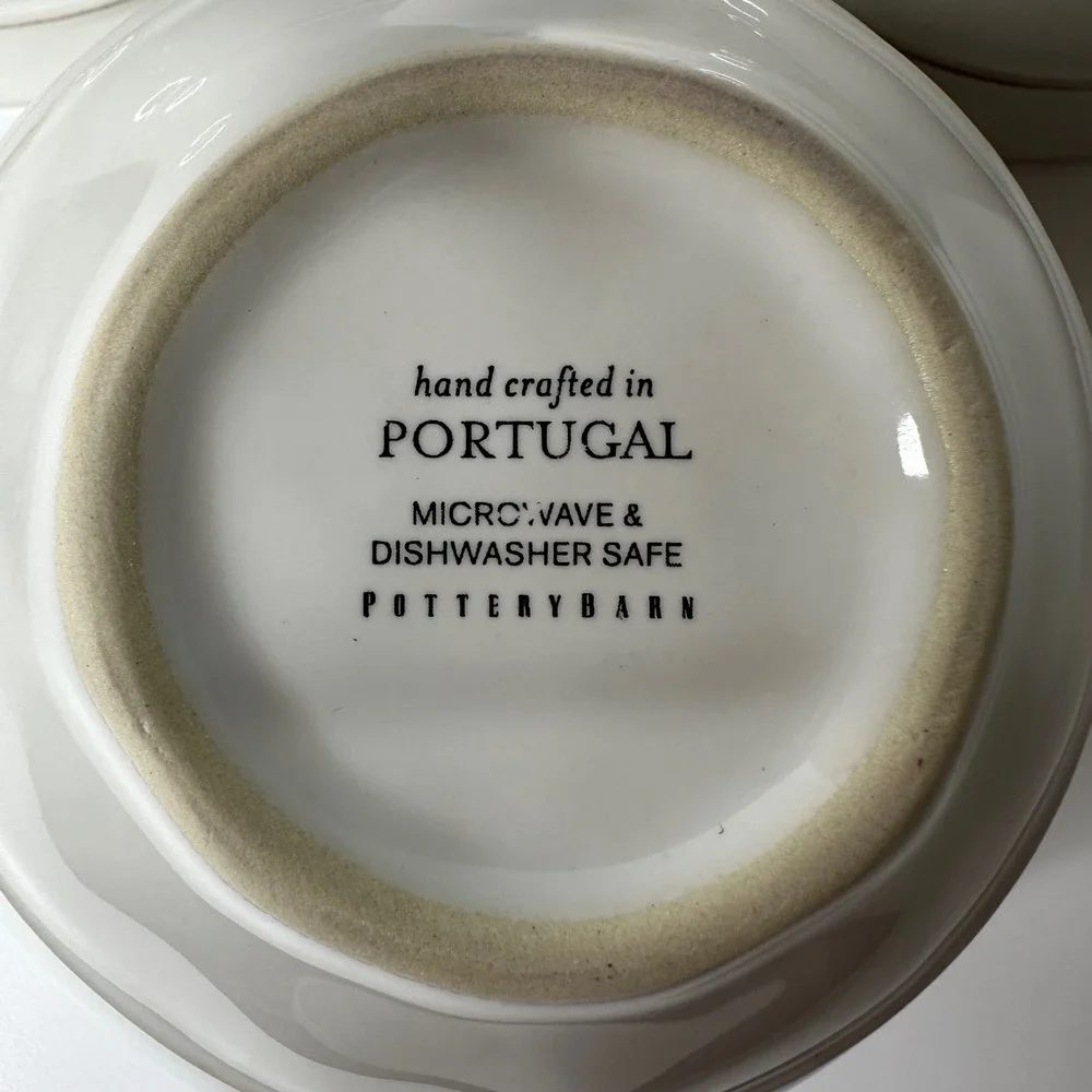 Set of 3 Pottery Barn Cambria Cereal Soup Bowls Stone Off White Portugal 6